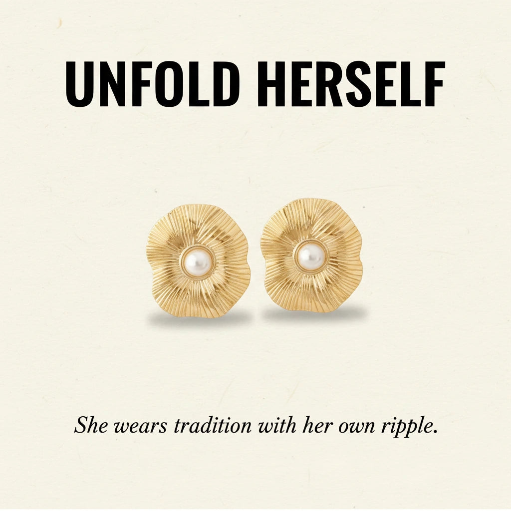 Rippled Pearl Studs — Signature Card
