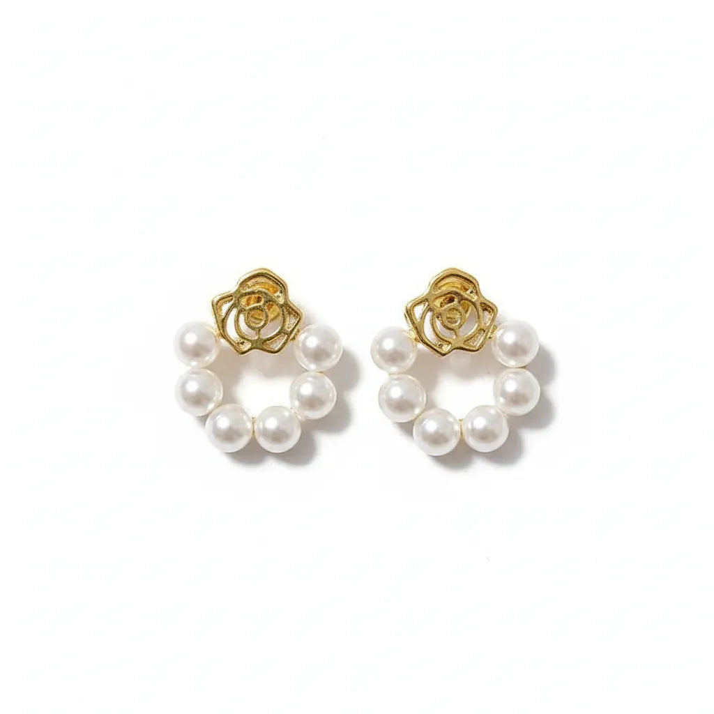 Graceful Edge | Rose Pearl Hoops