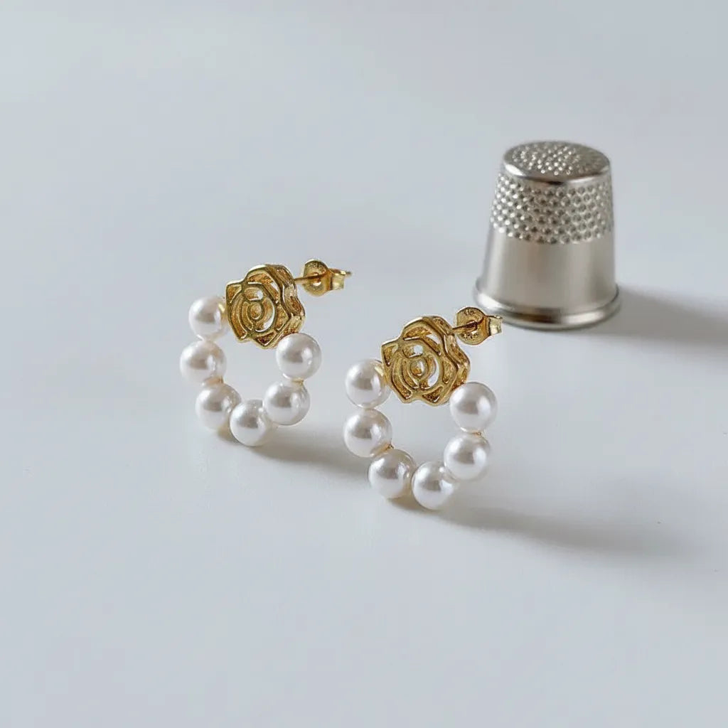Graceful Edge | Rose Pearl Hoops