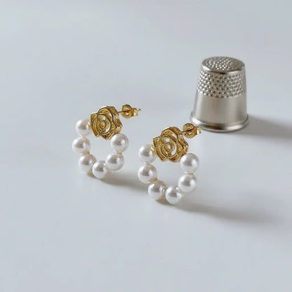 Graceful Edge | Rose Pearl Hoops