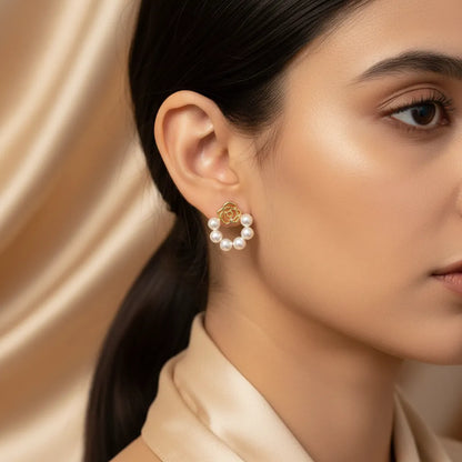 Graceful Edge | Rose Pearl Hoops