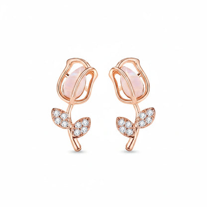 Rose Gold Tulip Studs — Front Close-up