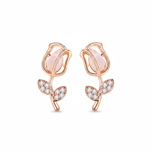 Rose Gold Tulip Studs — Front Close-up