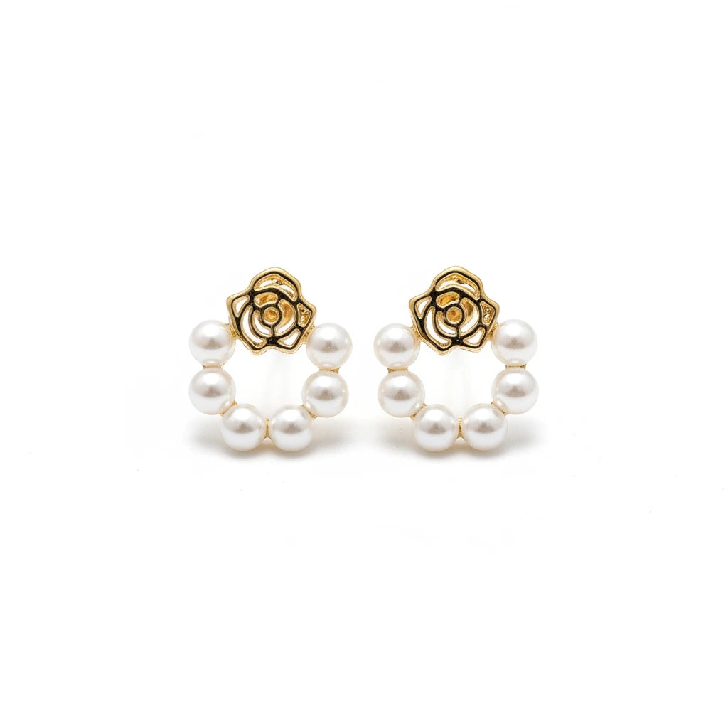 Rose Pearl Studs — Front Close-up