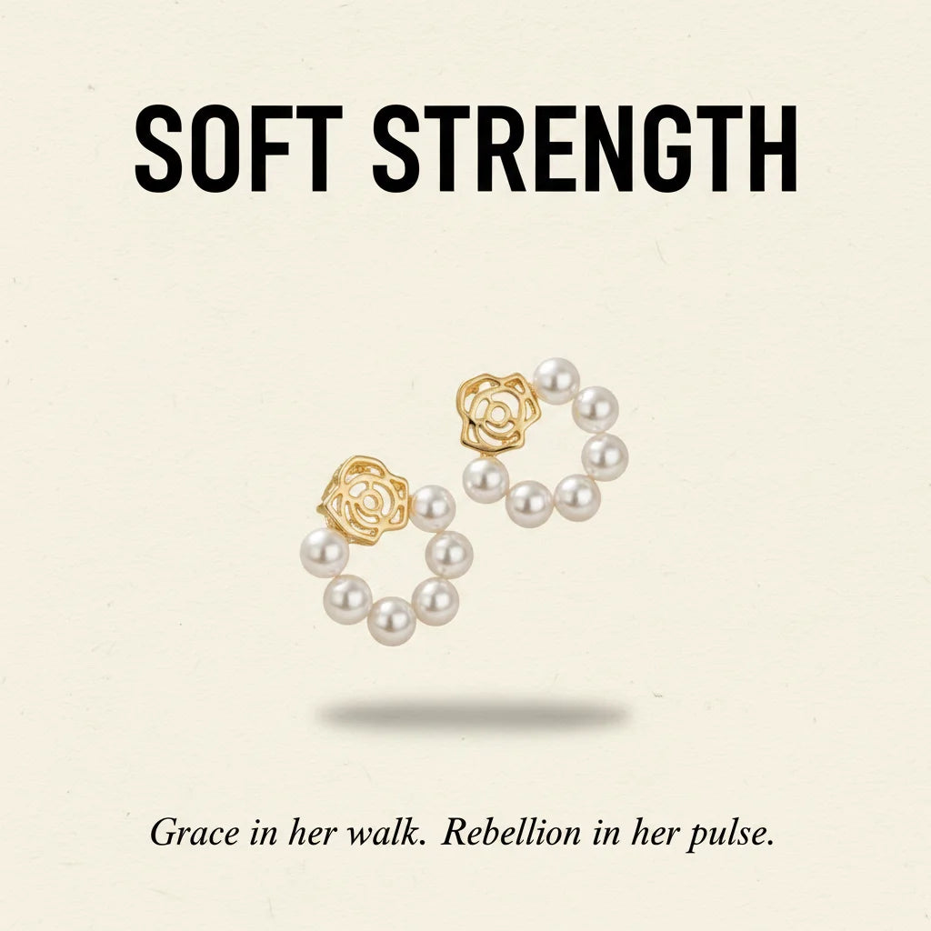 Rose Pearl Studs — Signature Card