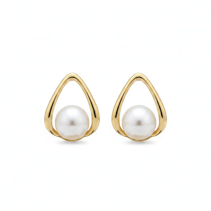 Teardrop Pearl Studs — Front Close-up