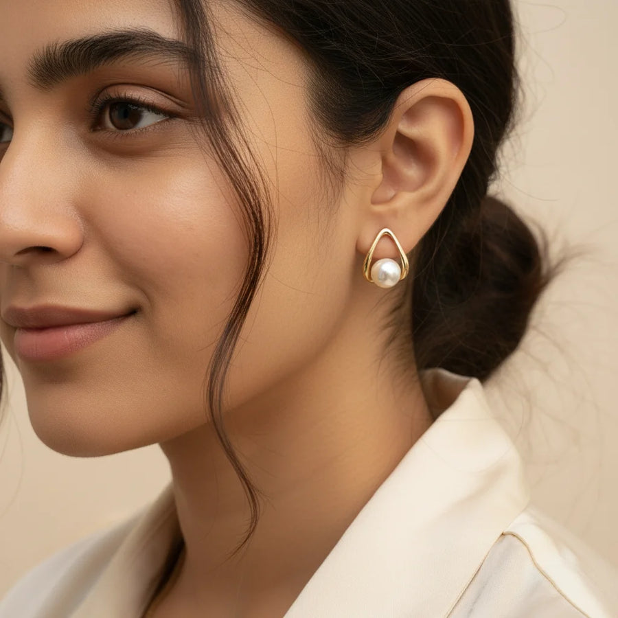 Teardrop Pearl Studs | QUIET GRACE
