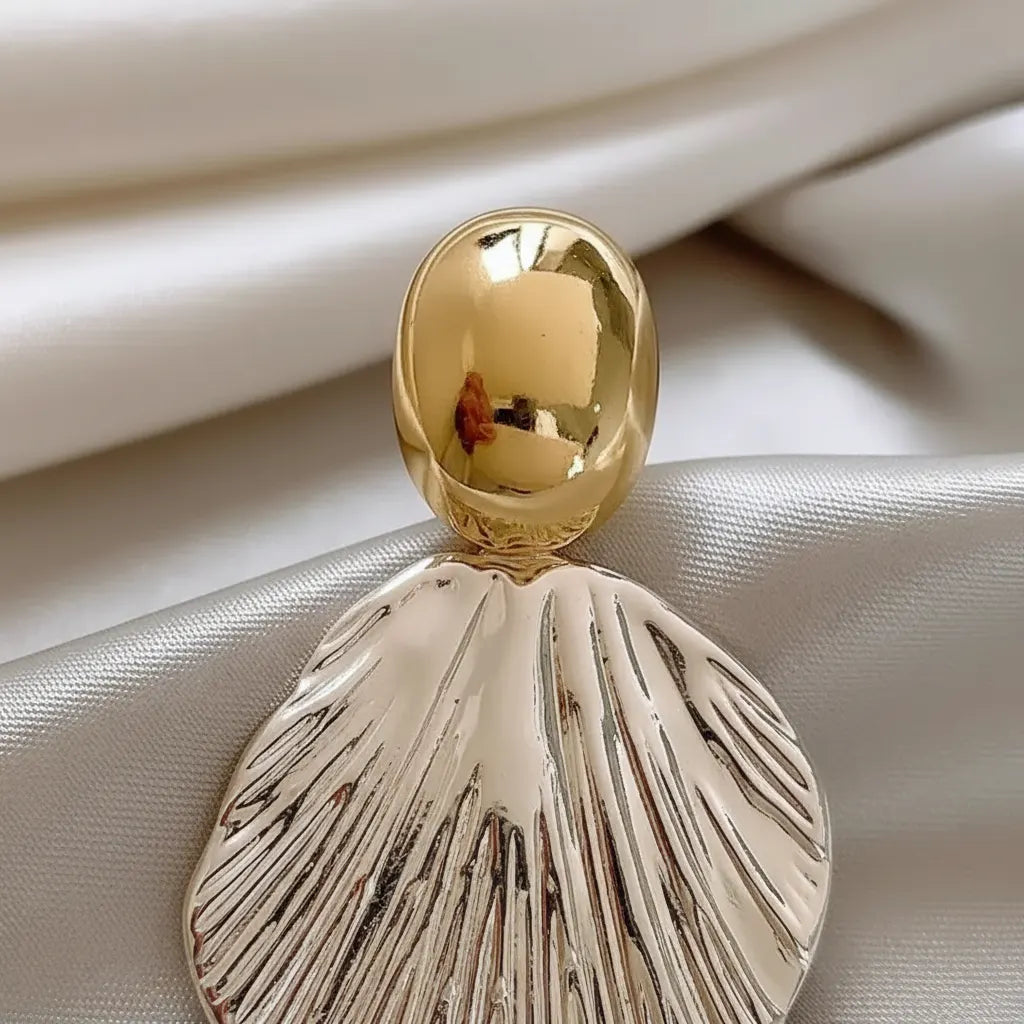 Textured Shell Earrings — Detail Zoom
