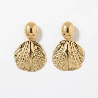 Textured Shell Earrings — Front Close-up