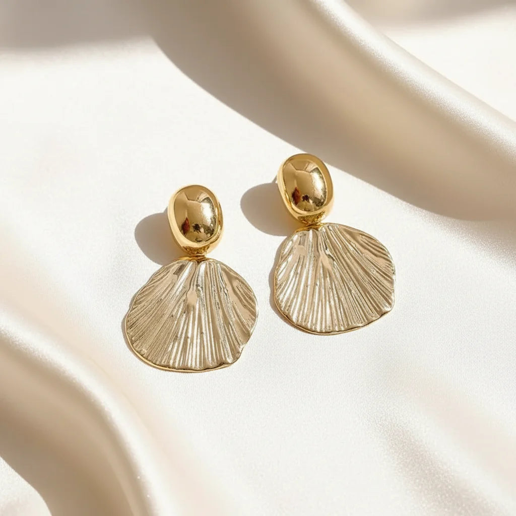 Textured Shell Earrings — Velvet Pedestal