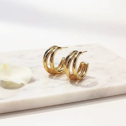 Triple Layer Hoops — Luxe Marble