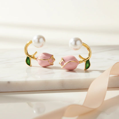 Tulip Pearl Earrings — Luxe Marble