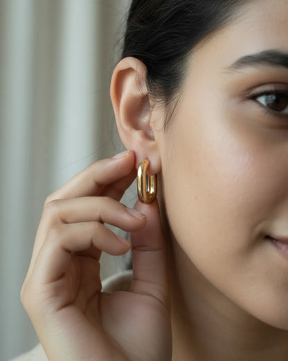 Clean Cut | Rectangular Gold Huggies