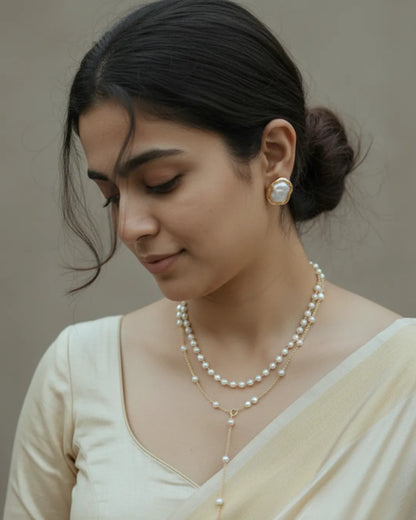 Softly Untouchable | Layered Pearl Drop Necklace