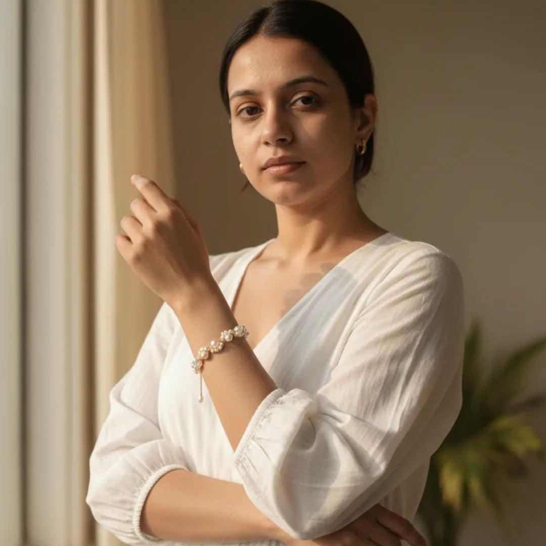 Softly Striking | Pearl Cluster Bracelet