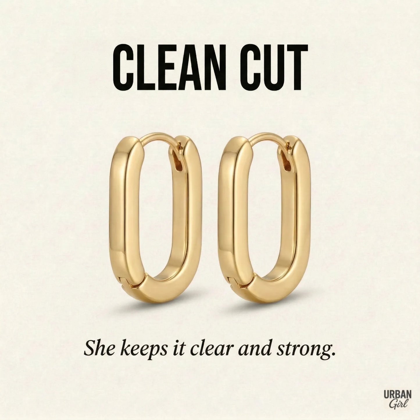 Clean Cut | Rectangular Gold Huggies