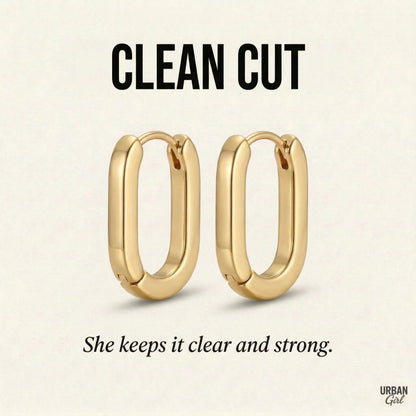 Clean Cut | Rectangular Gold Huggies