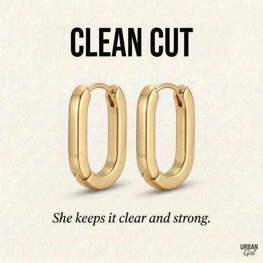 Clean Cut | Rectangular Gold Huggies