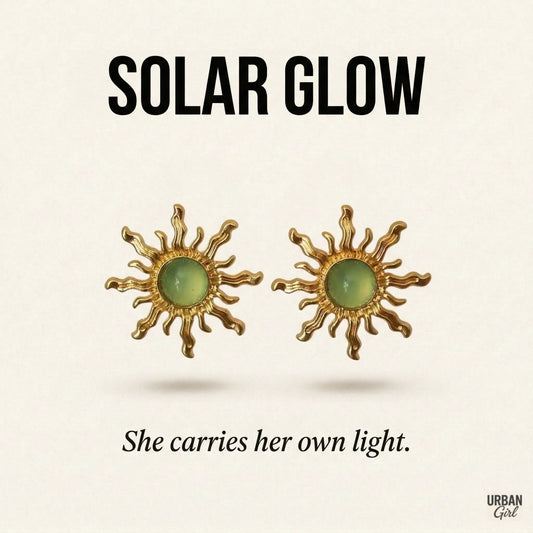 Solar Glow | Sunburst Stone Drop Earrings