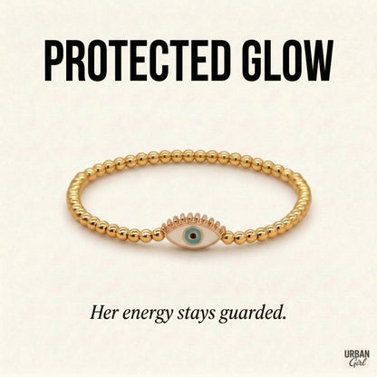 Protected Glow | Evil Eye Gold Bead Bracelet