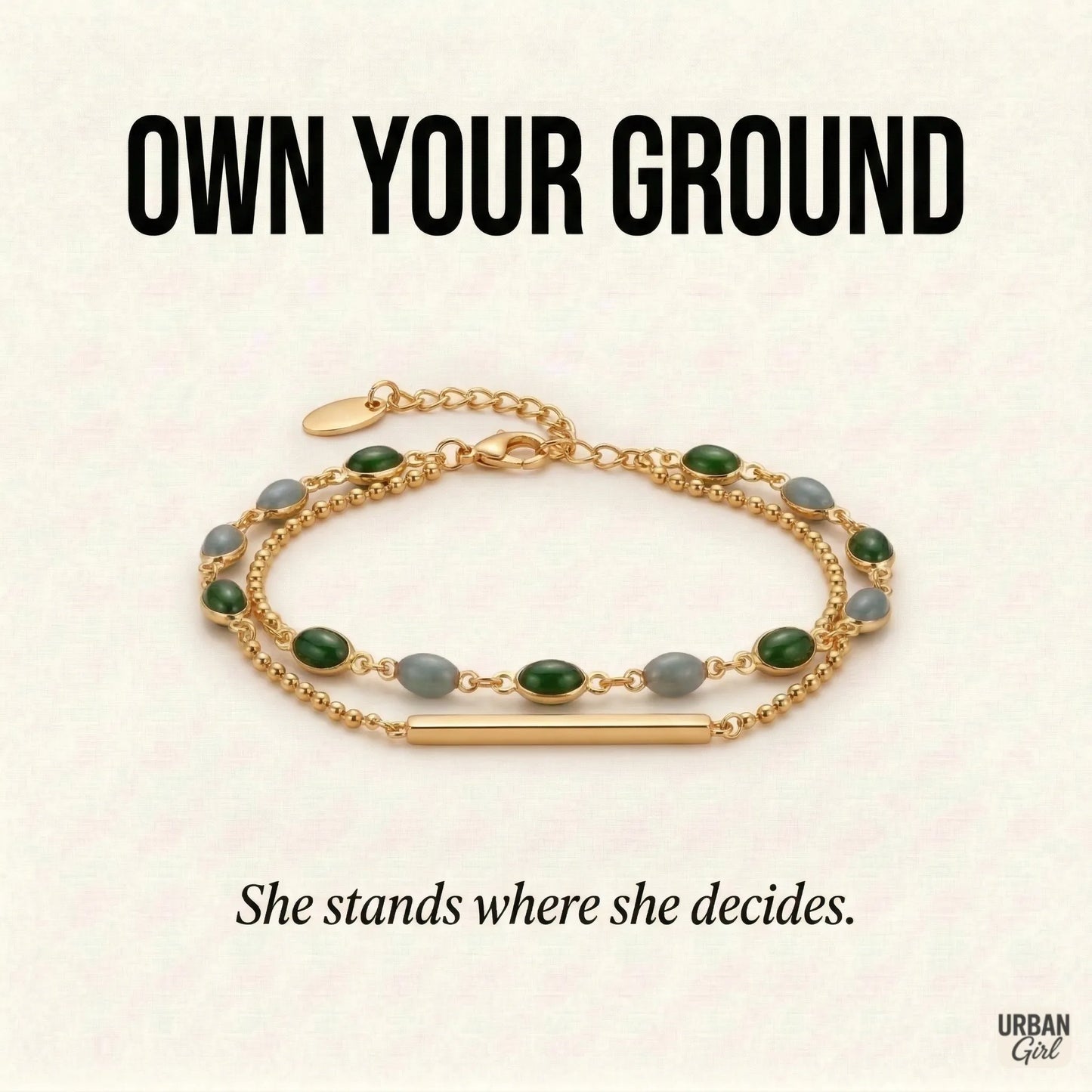 Own Your Ground | Green Stone Layered Bracelet