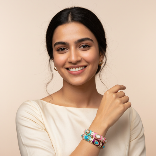 BOLDLY BLOOM | Enamel Gemstone Bangles