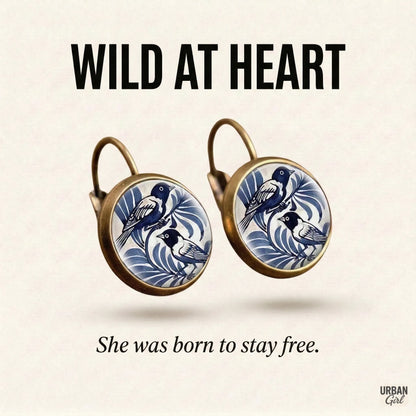 Wild At Heart | Blue Bird Art Earrings
