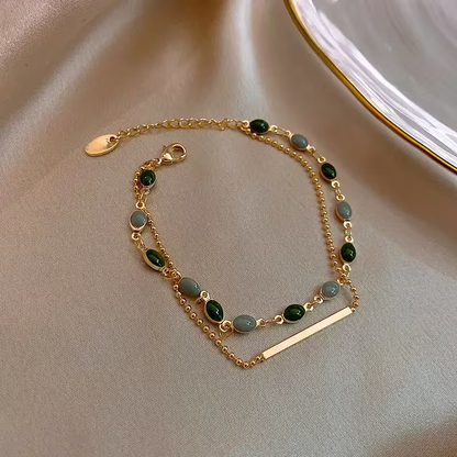 Own Your Ground | Green Stone Layered Bracelet