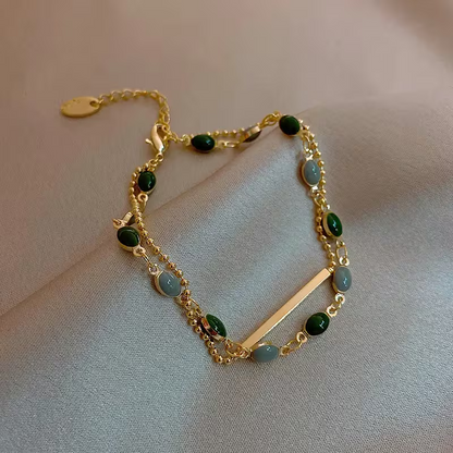 Own Your Ground | Green Stone Layered Bracelet