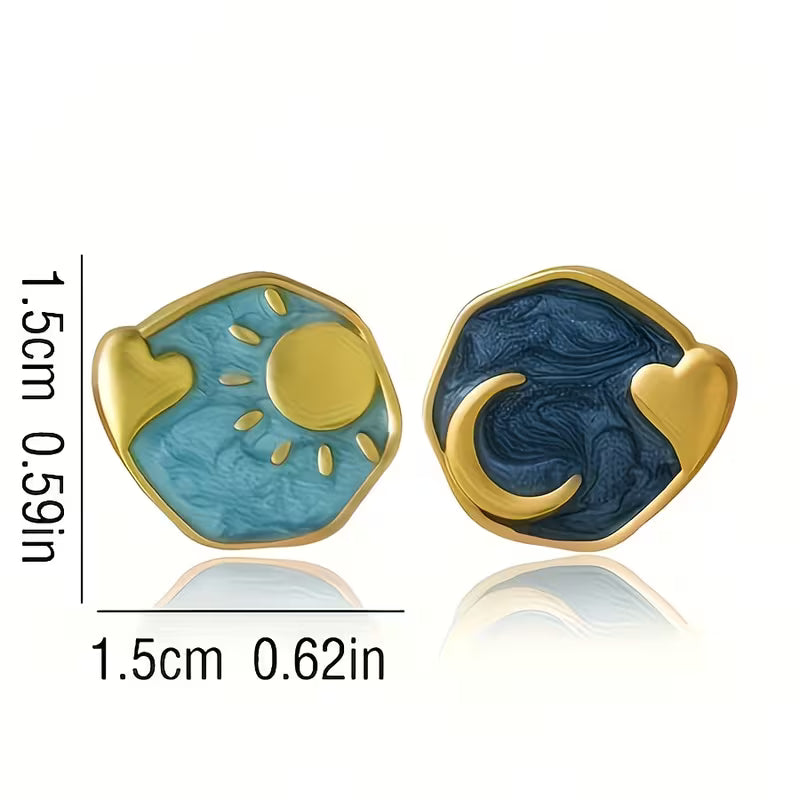 Whole Within | Sun Moon Enamel Studs