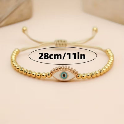 Protected Glow | Evil Eye Gold Bead Bracelet