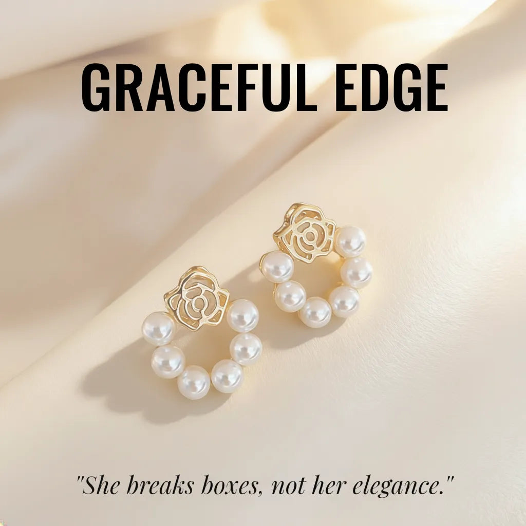 Graceful Edge | Rose Pearl Hoops